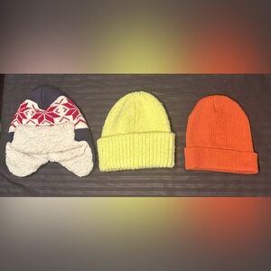 Cozy Neonisn Yellow/Orange/Navy Blue Knit Beanie for Kids
